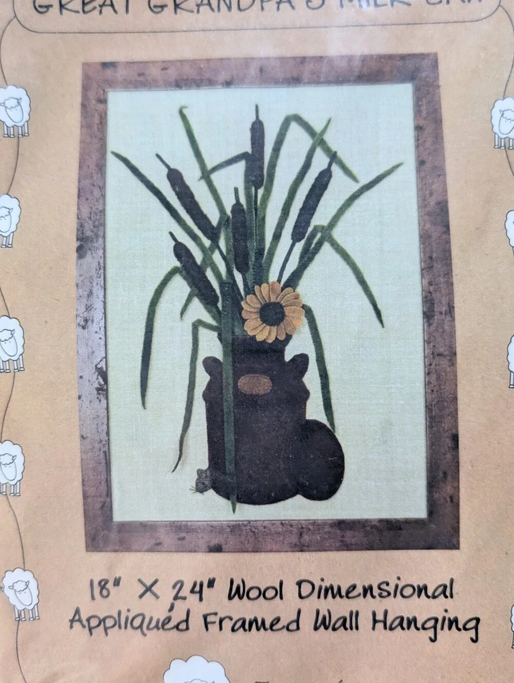 Ewe-nique Creations Great Grandpa's Milk Can Wool Applique Wall Hanging Kit NEW